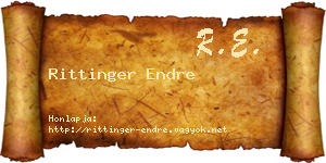 Rittinger Endre névjegykártya